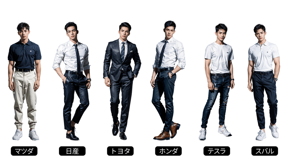 「働く男子図鑑」内の自動車メーカー