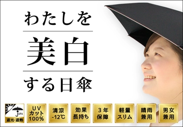 『美白』に特化した日傘が登場！ シミ・くすみに悩むユーザーの声から、化粧品メーカーが開発　 美白を手に入れる9つの機能で肌を守る 『美白日傘』5月9日に販売開始