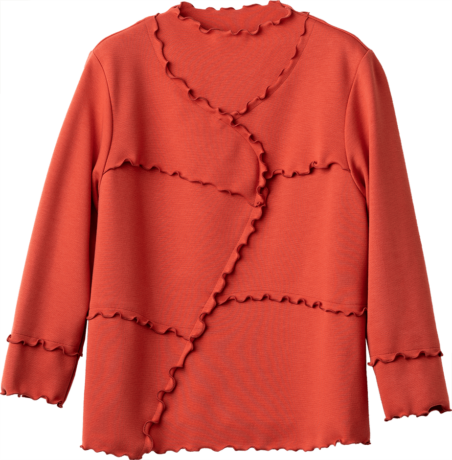 YOUKA（ヨウカ）暖かメローデザインカットソー」オレンジ　販売予定価格16500円（税込）