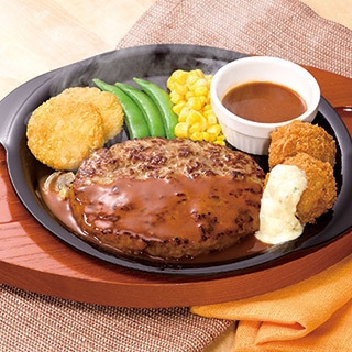 ビーフ100%超あらびきハンバーグ&青森産ほたてフライ