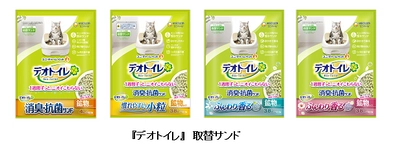 猫用システムトイレ『デオトイレ』の取替サンド改良　 撥水力24％アップ※1で消臭力を強化