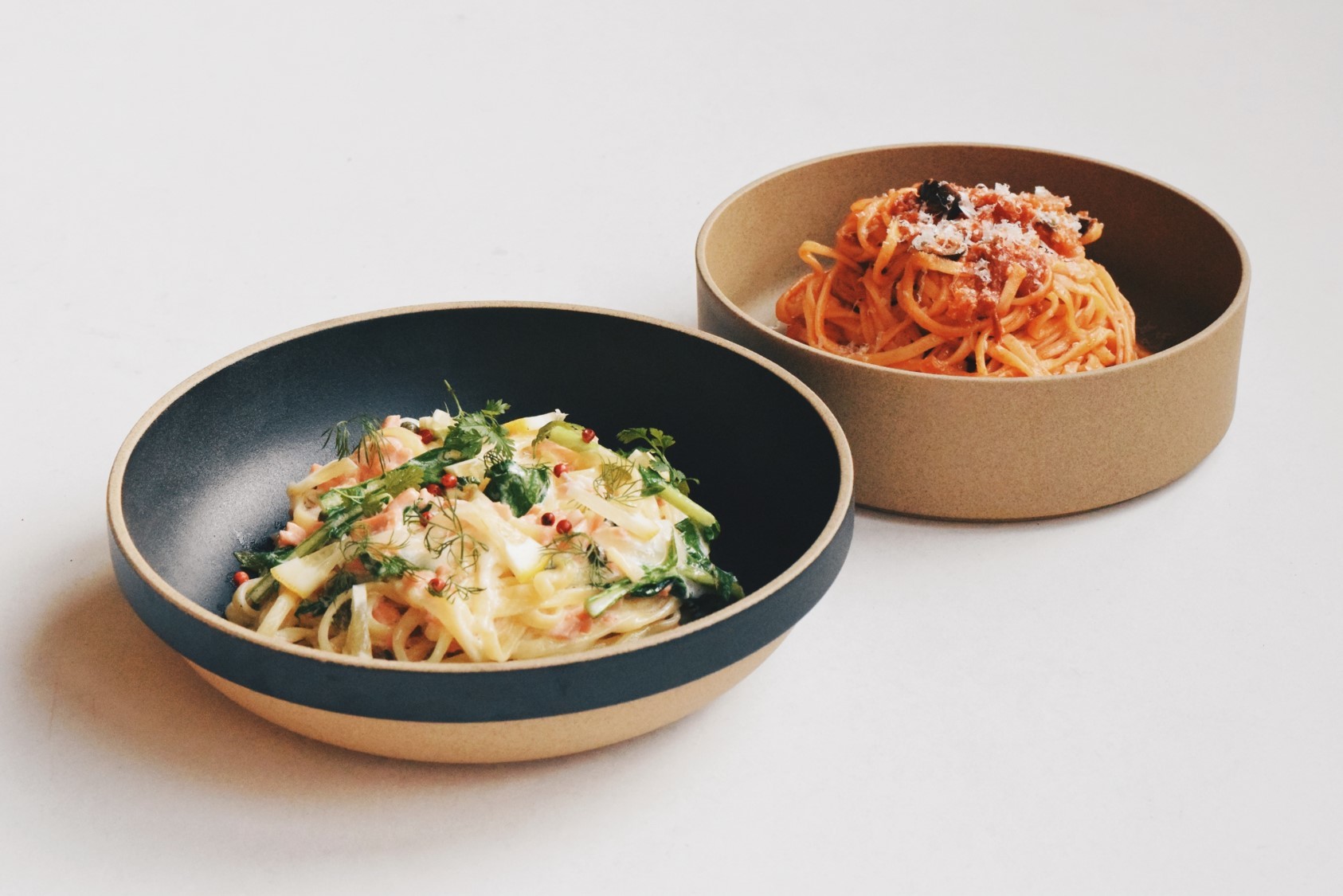 地元食材を使用したパスタ