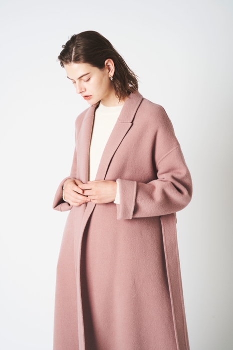 POP UP限定色 ウールリバーメルトンチェスターガウンコート(ピンク) N.O.R.C ¥26,500+tax