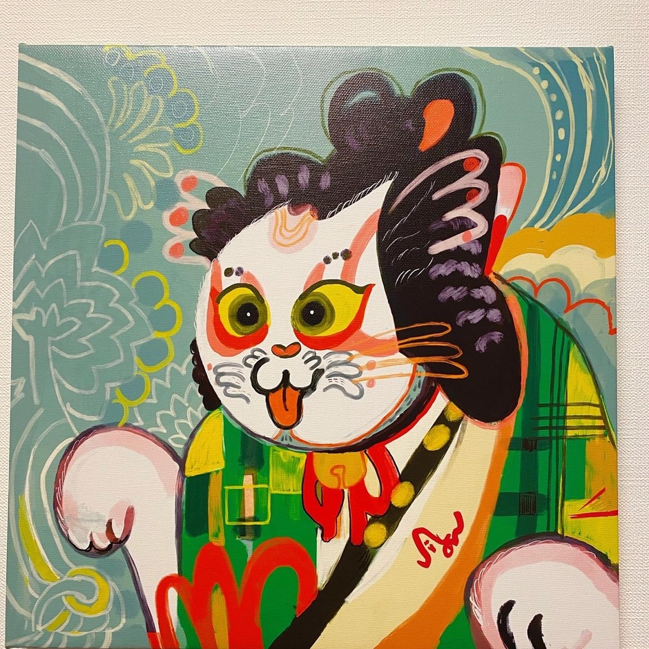 浮世絵と猫を合わせて浮世絵にゃーむすを作成