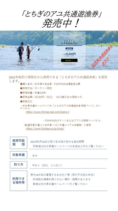 とちぎのアユ共通遊漁券チラシ(表)