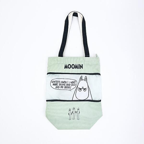 バッグが伸びる!?ムーミンのこのトートバッグは荷物の量に合わせてサイズが変えられます!