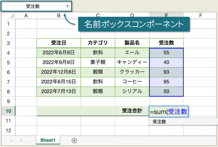 名前ボックスコンポーネント