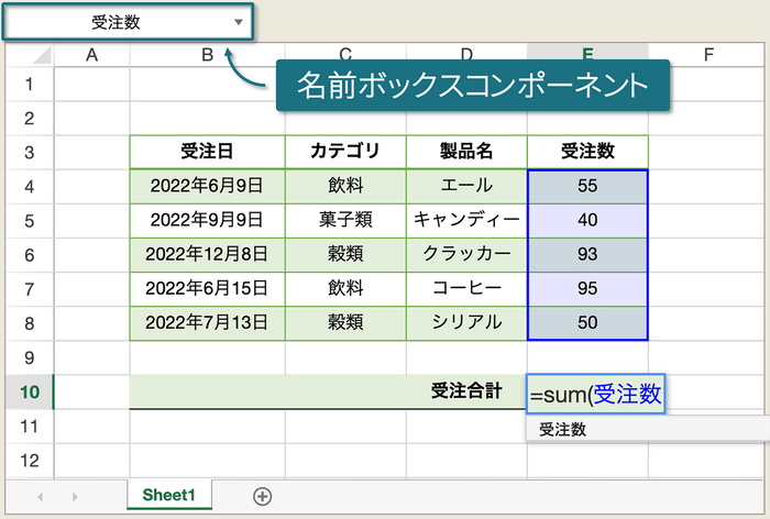 名前ボックスコンポーネント