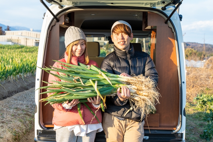 農家で野菜収穫