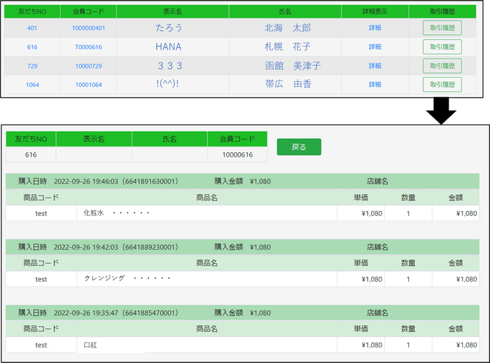 お得意様の一覧から取引履歴までを掘り下げる