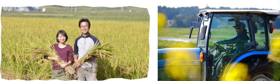 左から：わくわくお米本舗：亀田夫妻、momo farm：西岡氏