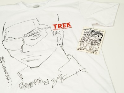 「弱虫ペダル」原作者 渡辺航先生サイン&金城真護部長イラスト入りTシャツ