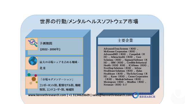 世界の行動/メンタルヘルスソフトウェア市場-2030年末までに76憶米ドルに達すると予測