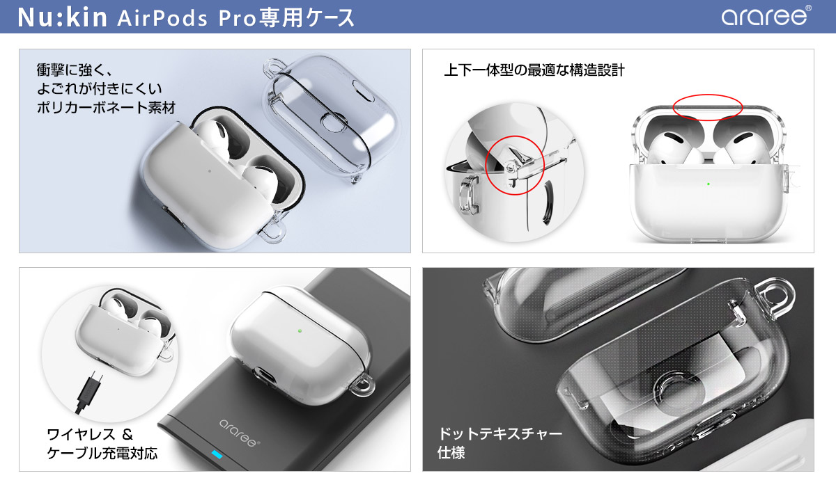 AirPods Proケース　クリアケース　透明　　ハードケース　エアーポッズ
