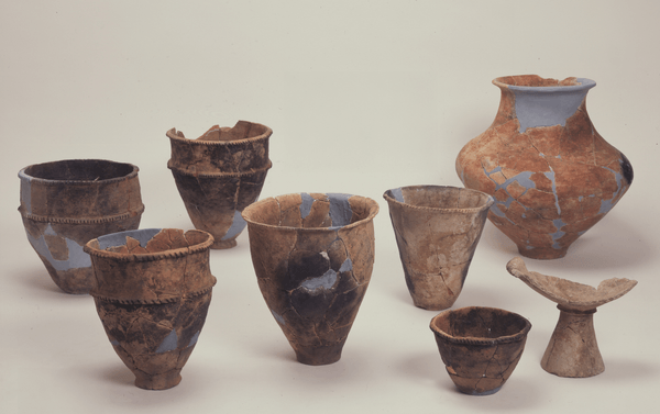 本研究で分析対象の一つとなった下月隈Ｃ遺跡遺跡から出土した弥生時代前期の土器群（福岡市埋蔵文化財センター提供）