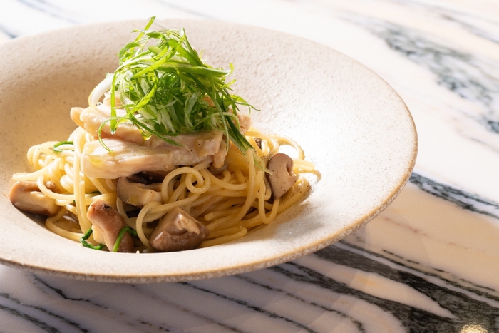 うみかぜ椎茸と鶏肉の和風パスタ