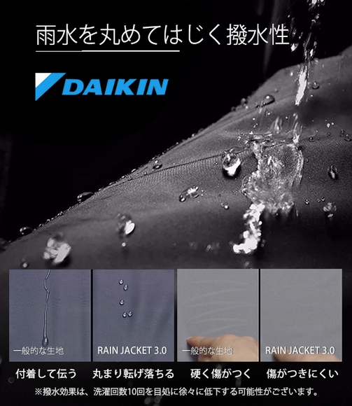 第1層：DAIKIN発！DWR加工を施した防水生地