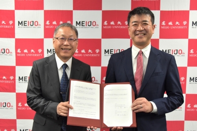 野口学長(左)と上町所長