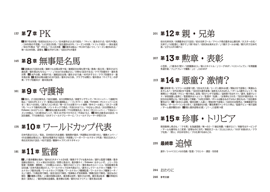 『J.LEAGUE FACT＆RECORD BOOK　“非”公式記録集1993～2025』（名取裕樹 著）目次②