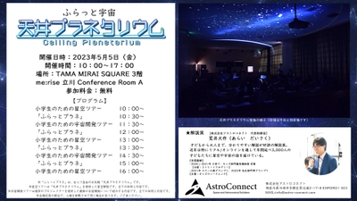 【未就学児・小学生対象】天井プラネタリウムを使った「ふらっと宇宙」を５月５日開催