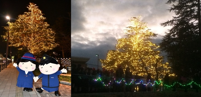 過去のイルミネーションの様子(キャラクターは近大附属小のマスコット「きんちゃん・しょうちゃん」)