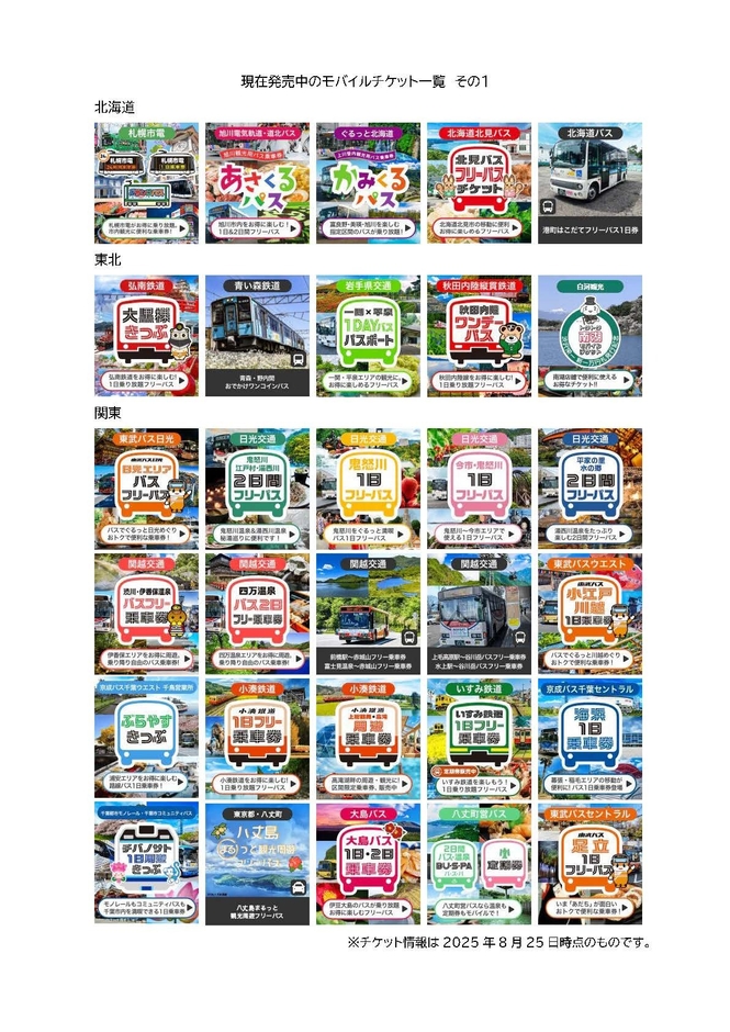 モバイルチケット一覧その1