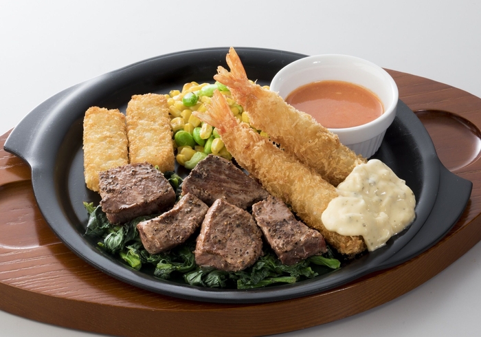 牛赤身カットステーキ&海老フライ