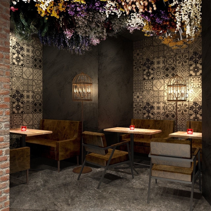 店内にはドライフラワーをセッティング