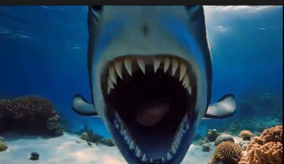 サメに食べられそうになる