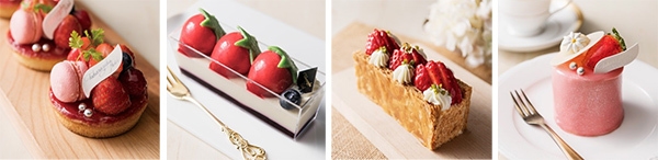 【左から】(2)「ベリーベリータルト」 (3)「スリーベリーズ」 (4)「苺のミルフィーユ」 (5)「ムース オ フレーズ」