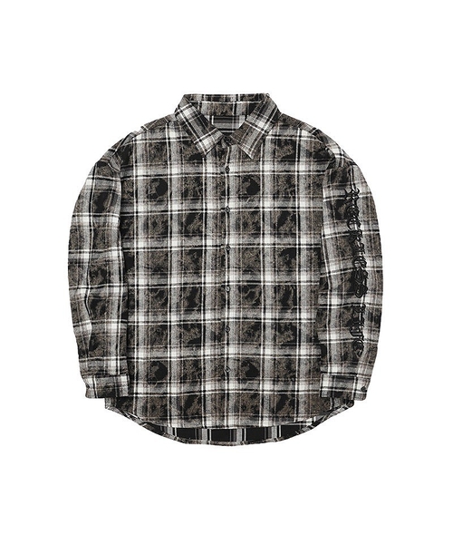 Faint Embroidery Plaid Shirt