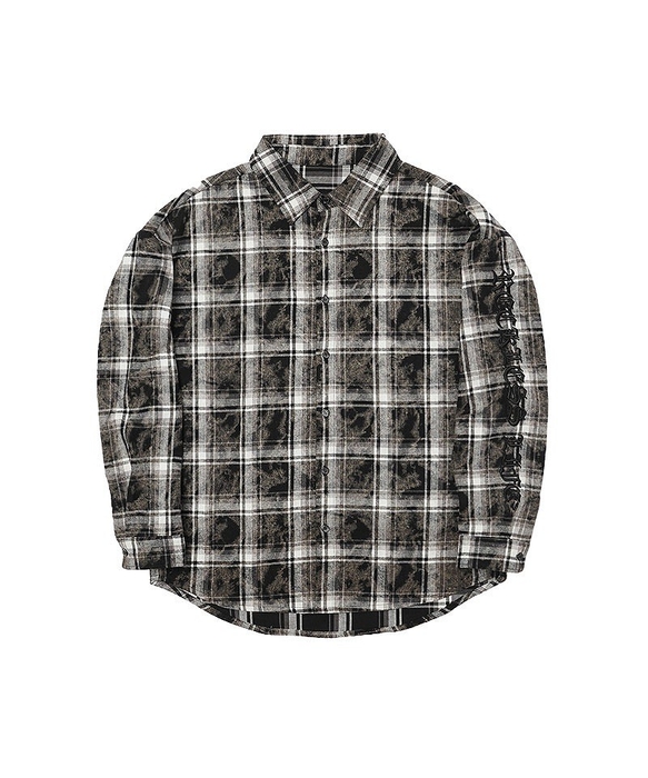 Faint Embroidery Plaid Shirt