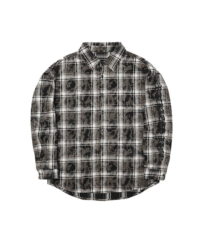 Faint Embroidery Plaid Shirt