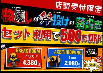 「物ぶっ壊し放題!! x 斧投げ放題!! x 落書きし放題!!」のセットプランをREEAST ROOM池袋店にて4月15日よりスタート！