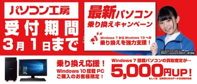 最新パソコンご購入で下取りパソコンの買取査定が最大5,000円UP！ 『最新パソコン乗り換えキャンペーン』を 日本全国のパソコン工房 店舗・EC・法人営業部で開始！