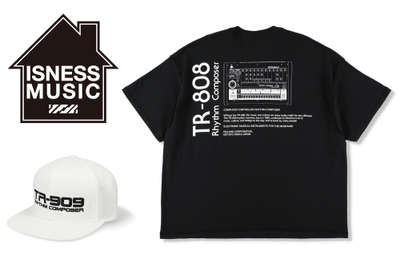 ISNESS MUSICブランド・ロゴとアパレル・コレクションの一例