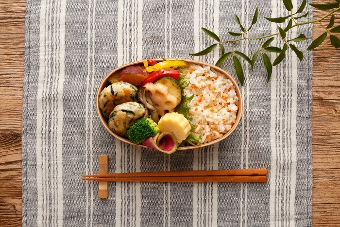 十穀曲げわっぱ弁当 調理例