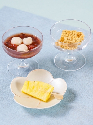 冷やしパインと和スイーツ2種