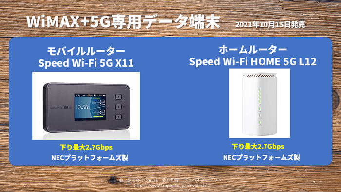 WiMAX+5G新機種のX11、L12も解説しています
