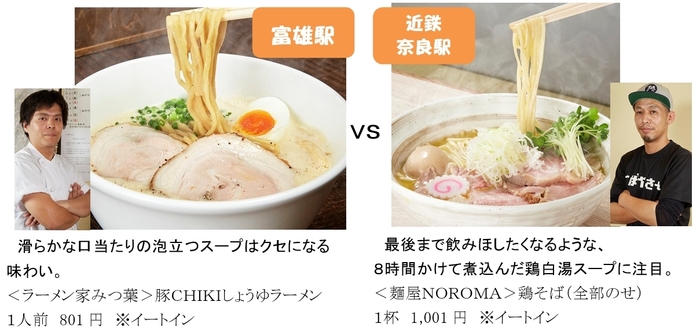 ＜ラーメン家　みつ葉＞と＜麺屋NOROMA＞