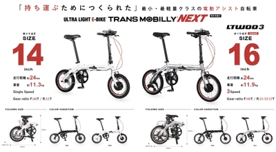 持ち運ぶためにつくられた電動アシスト自転車 　ULTRA LIGHT E-BIKE 「TRANS MOBILLY(トランスモバイリー)」が より軽く！よりリーズナブルにモデルチェンジ！ CYCLE MODE international 2019に登場！