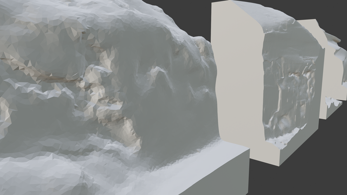切削のために整えた雪壁の 3D スキャンデータ
