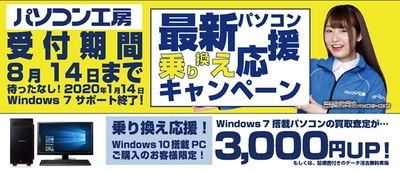 最新パソコンご購入で下取りパソコンの買取査定が最大3,000円UP！ 『最新パソコン乗り換え応援キャンペーン』を 日本全国のパソコン工房 店舗・EC・法人営業部で開始！