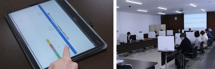 タブレット操作写真(左)・選挙時全景(右)