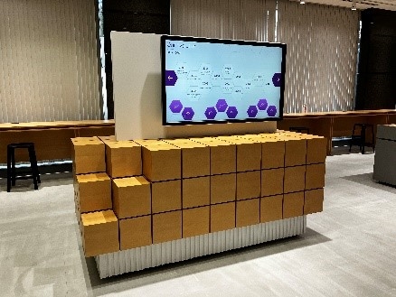 社会のニュースとともにマクニカの歩みを タッチパネルで体感!