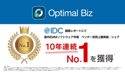 MDM・PC管理サービス「Optimal Biz」、 10年連続国内EMMソフトウェア市場売上シェアNo.1を獲得