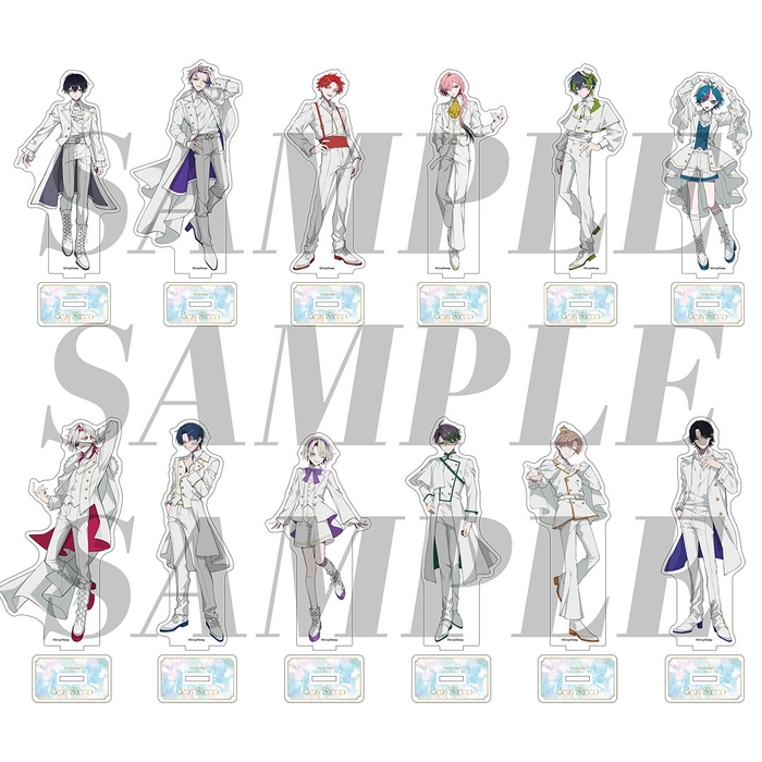 アクリルスタンド 2nd Anniv. Ver. イベント価格:¥1,700(税込) 種類:全12種 キャラサイズ:全長145mm程度 台座サイズ:H30mmxW50mm程度 ※絵柄をお選びいただけます ※キャラクターによりサイズが異なります