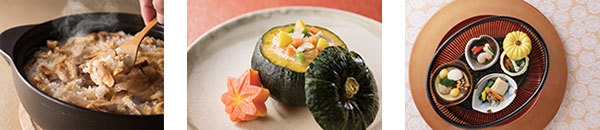 ■松茸ご飯■かぼちゃ釜の鶏千草煮■(冷前菜)柿の絹衣掛け 他