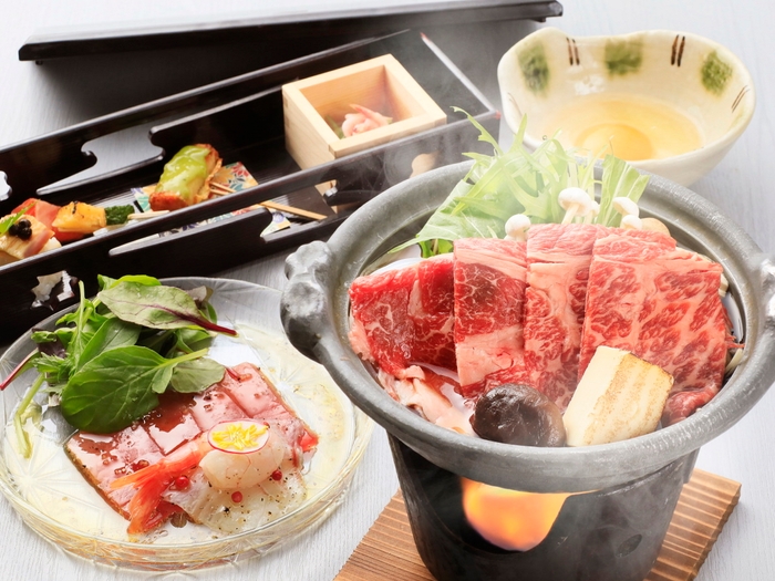 選べるメインの1品・野ヶ原高原牛すき鍋 ※イメージ