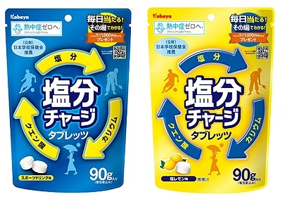 『塩分チャージタブレッツ スポーツドリンク味 90g』 『塩分チャージタブレッツ 塩レモン味 90g』